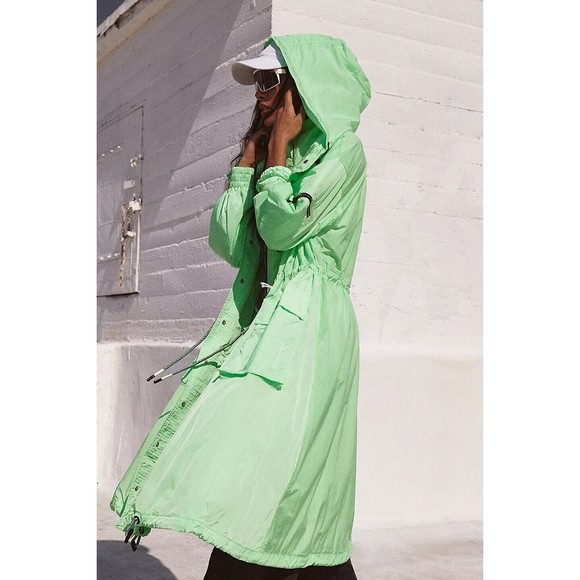 Free People Fp Movement Aurora Maxi Windbreaker Parka Jacket Neon Lime XS - Picture 4 of 10